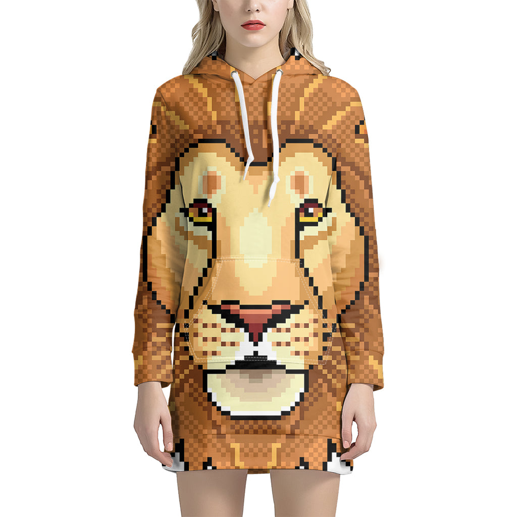Leo Pixel Print Pullover Hoodie Dress