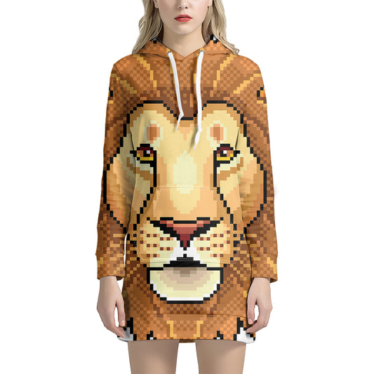 Leo Pixel Print Pullover Hoodie Dress