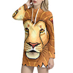 Leo Pixel Print Pullover Hoodie Dress