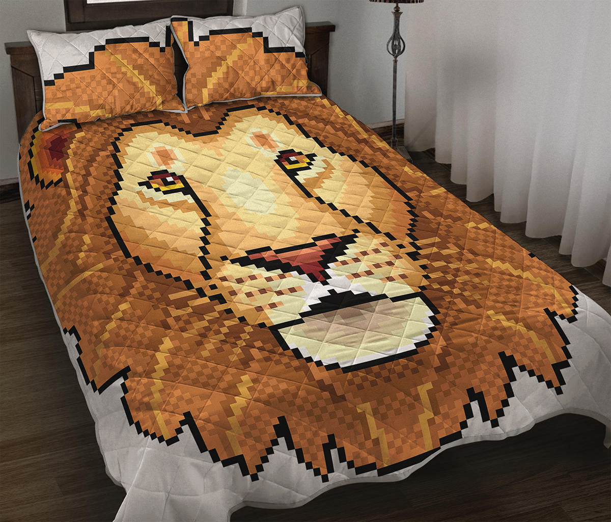 Leo Pixel Print Quilt Bed Set