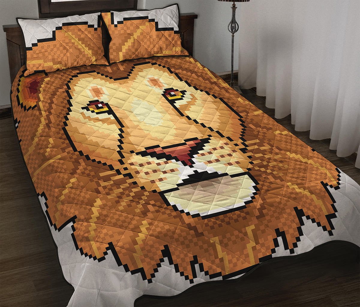 Leo Pixel Print Quilt Bed Set