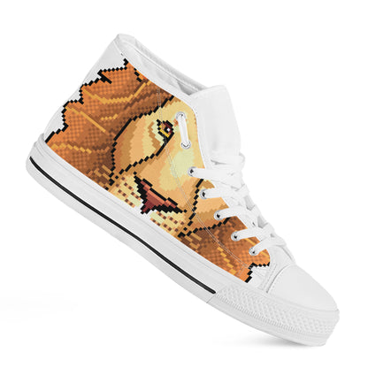 Leo Pixel Print White High Top Shoes