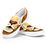 Leo Pixel Print White Slip On Shoes