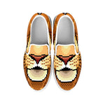 Leo Pixel Print White Slip On Shoes