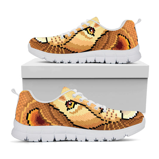 Leo Pixel Print White Sneakers
