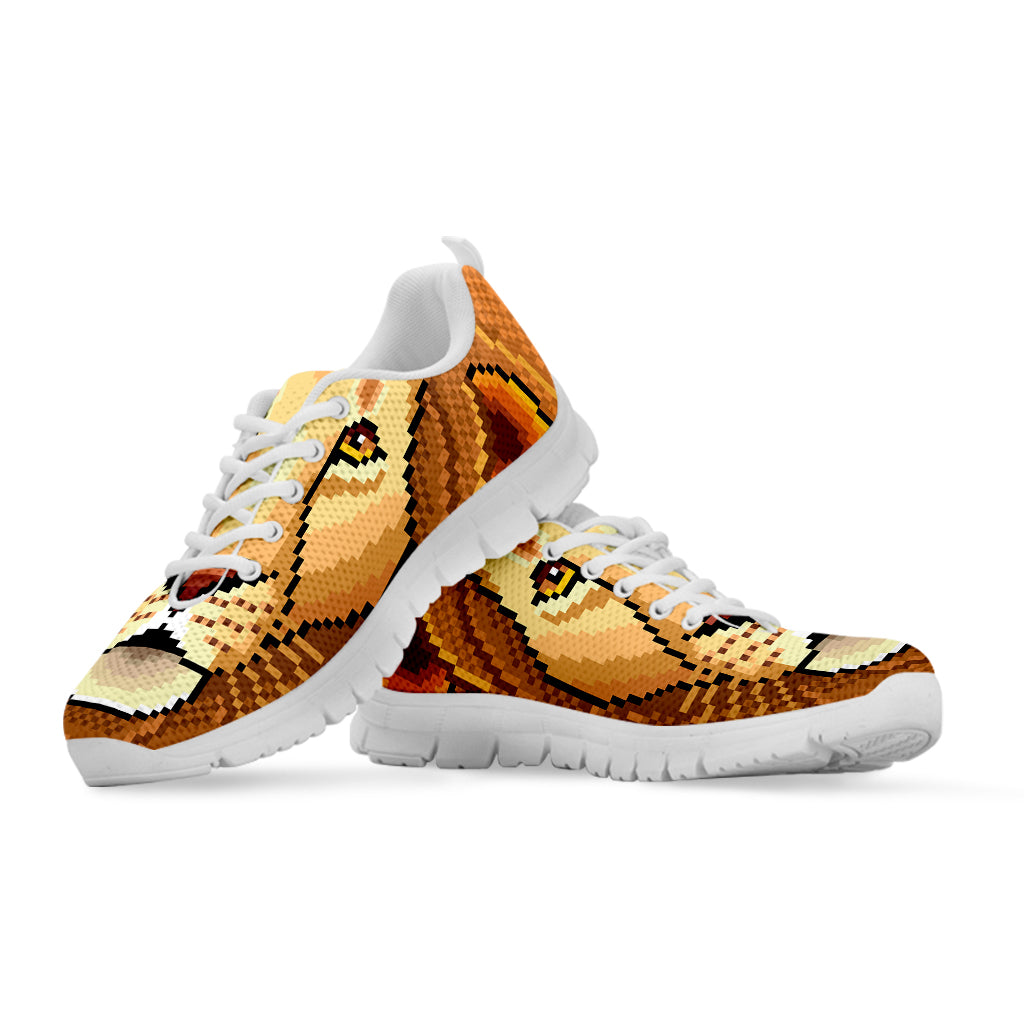 Leo Pixel Print White Sneakers