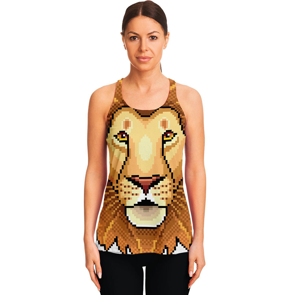 Leo Pixel Print Women's Racerback Tank Top