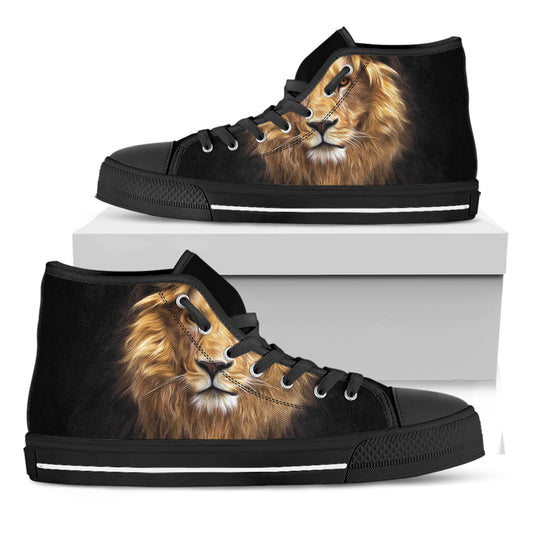 Leo Portrait Print Black High Top Shoes