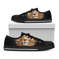 Leo Portrait Print Black Low Top Sneakers