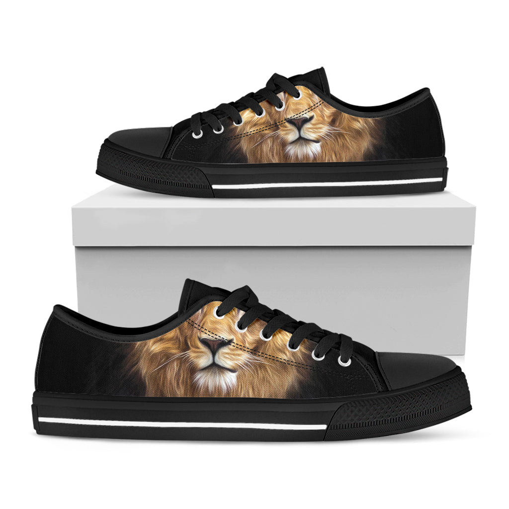 Leo Portrait Print Black Low Top Shoes 