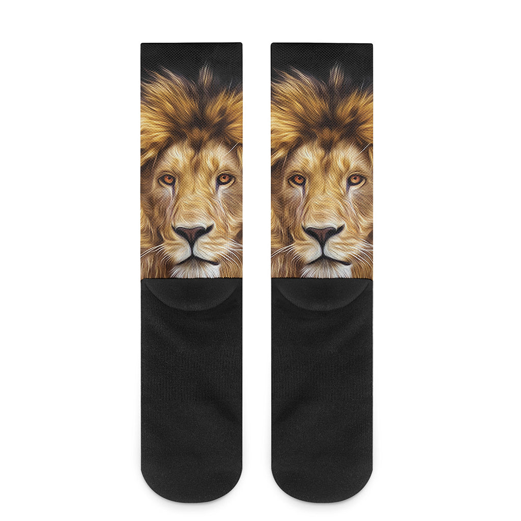 Leo Portrait Print Crew Socks
