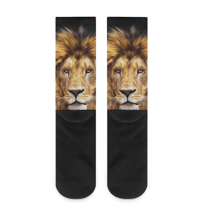 Leo Portrait Print Crew Socks