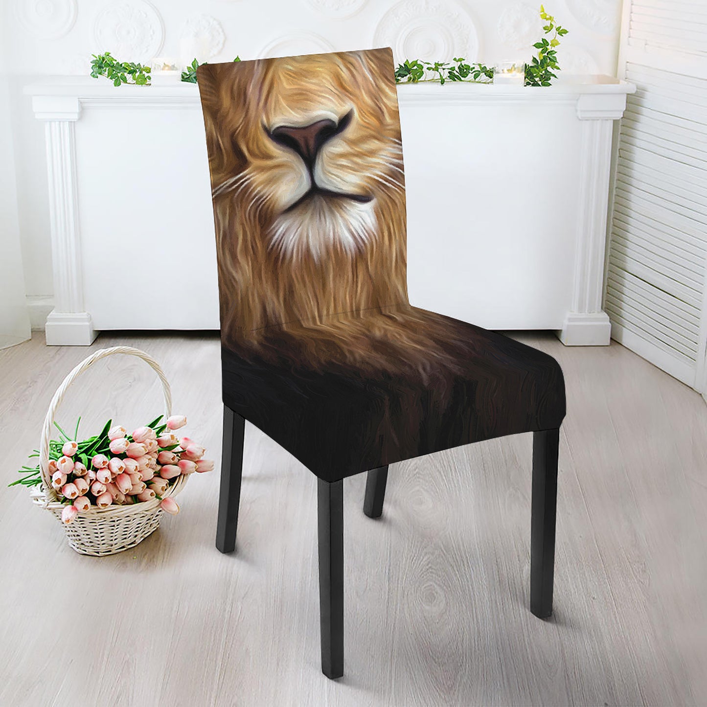 Leo Portrait Print Dining Chair Slipcover