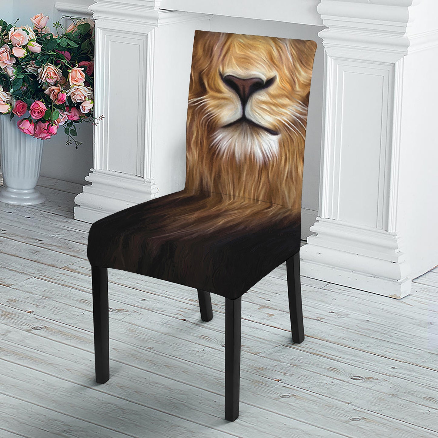 Leo Portrait Print Dining Chair Slipcover