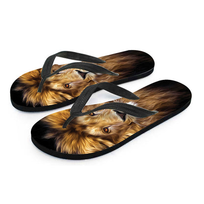 Leo Portrait Print Flip Flops