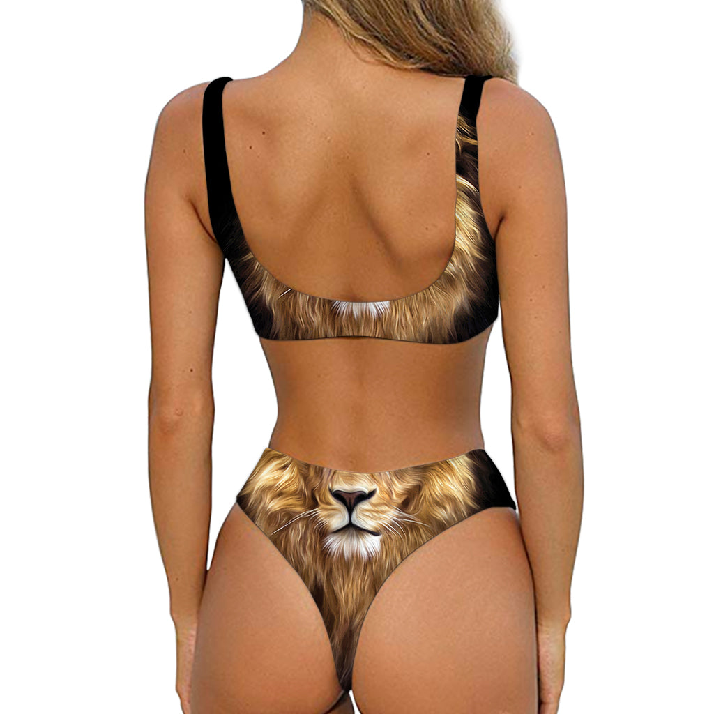 Leo Portrait Print Front Bow Tie Bikini