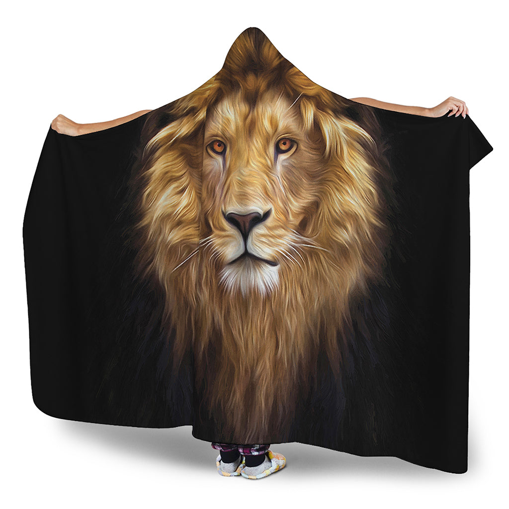 Leo Portrait Print Hooded Blanket