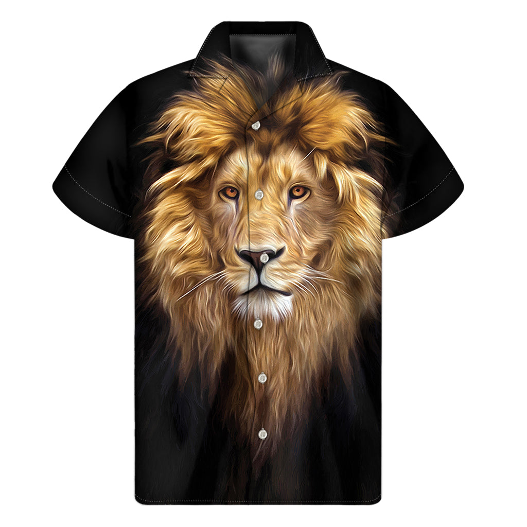 Leo Portrait Print Men's Short Sleeve Shirt