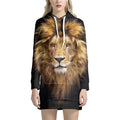 Leo Portrait Print Pullover Hoodie Dress