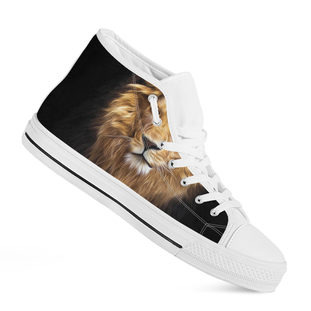 Leo Portrait Print White High Top Shoes