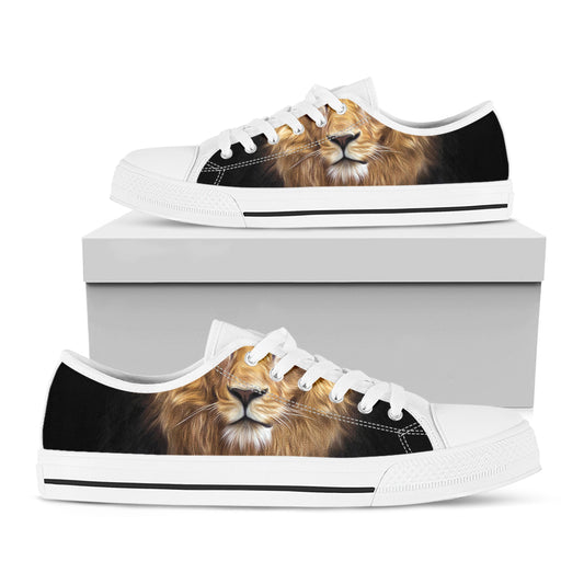 Leo Portrait Print White Low Top Shoes