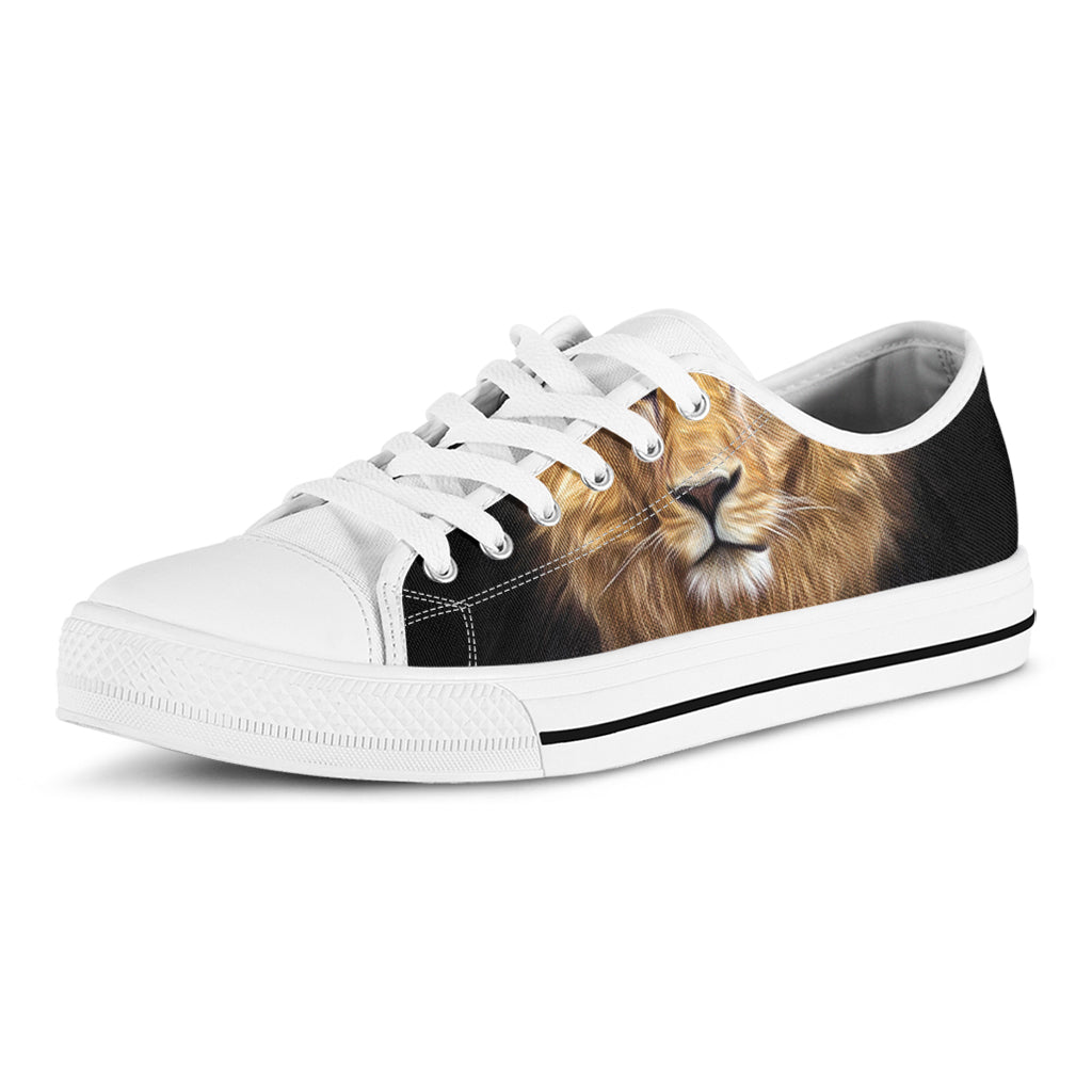 Leo Portrait Print White Low Top Shoes