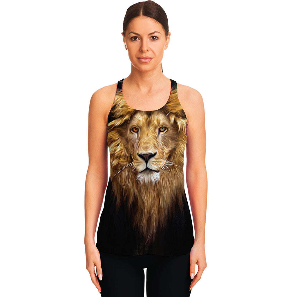 Leo Portrait Print Women's Racerback Tank Top