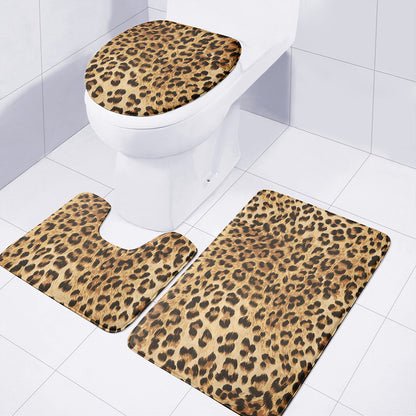 Leopard Pattern Print 3 Piece Bath Mat Set