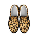 Leopard Pattern Print Black Slip On Shoes