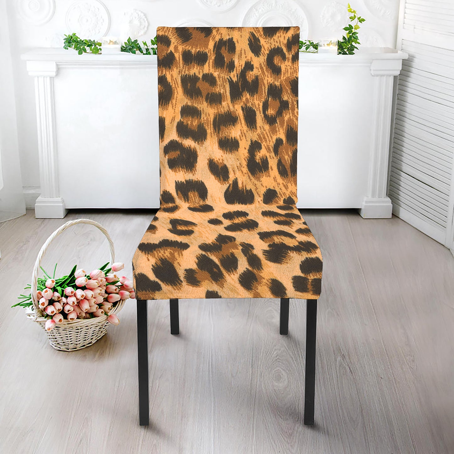 Leopard Pattern Print Dining Chair Slipcover