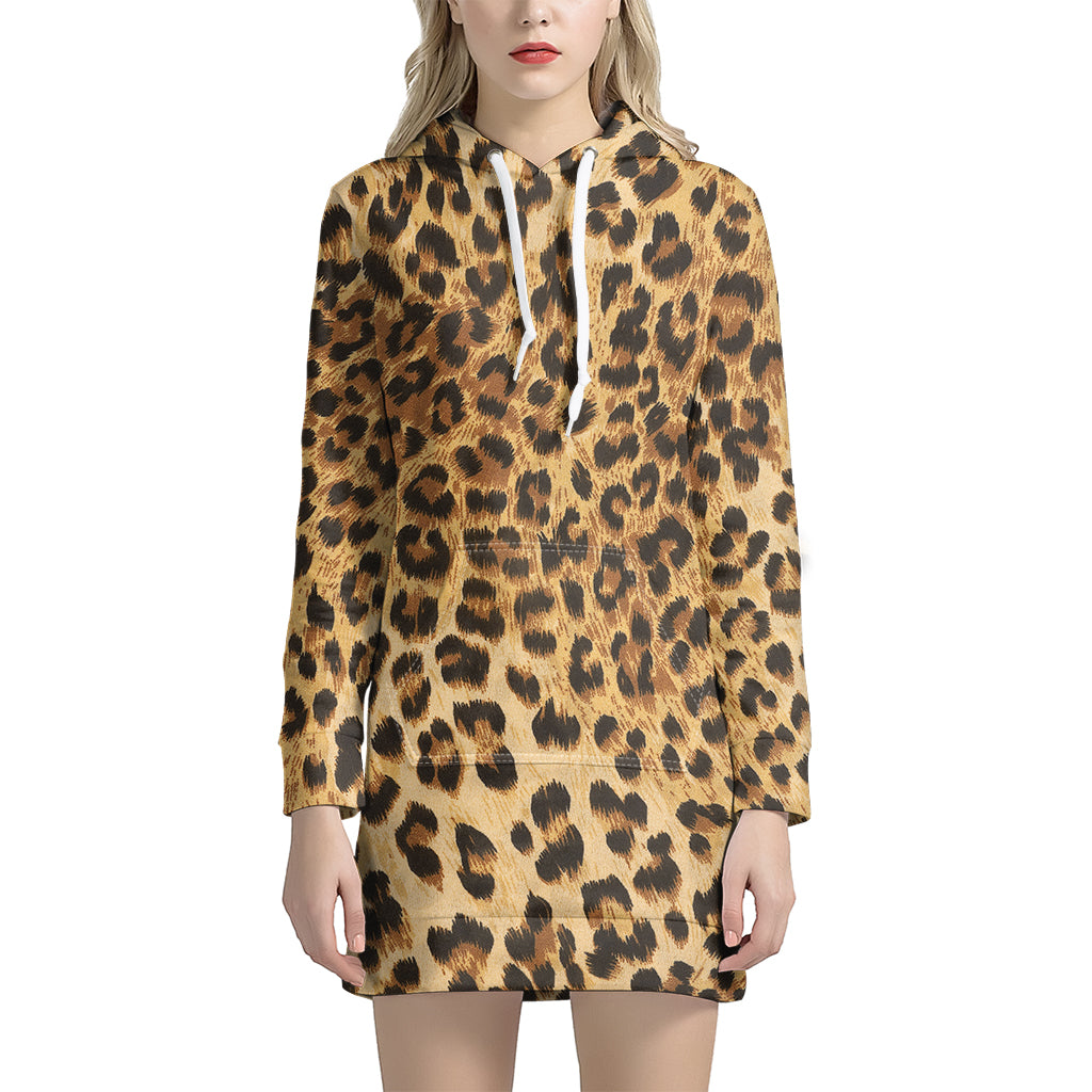 Leopard Pattern Print Hoodie Dress