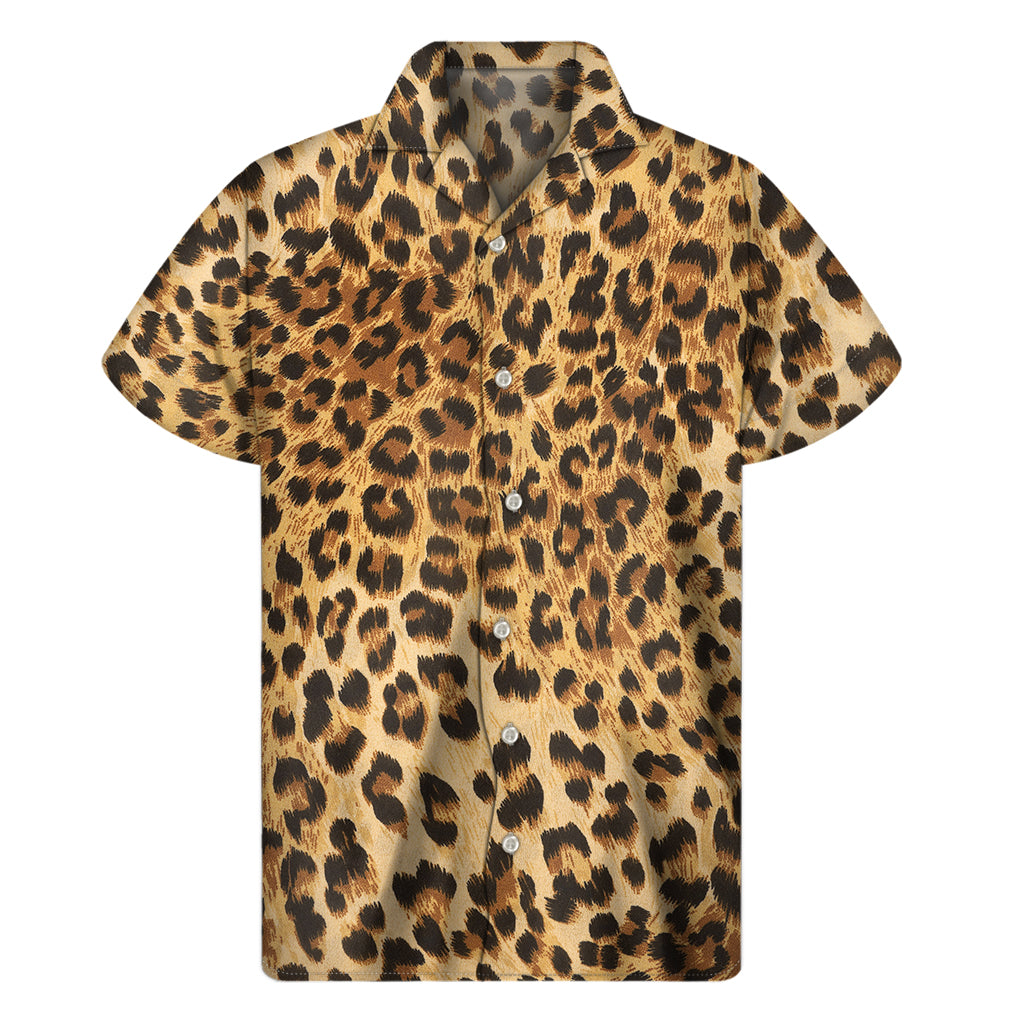 Leopard Pattern Print Men's Short Sleeve Shirt