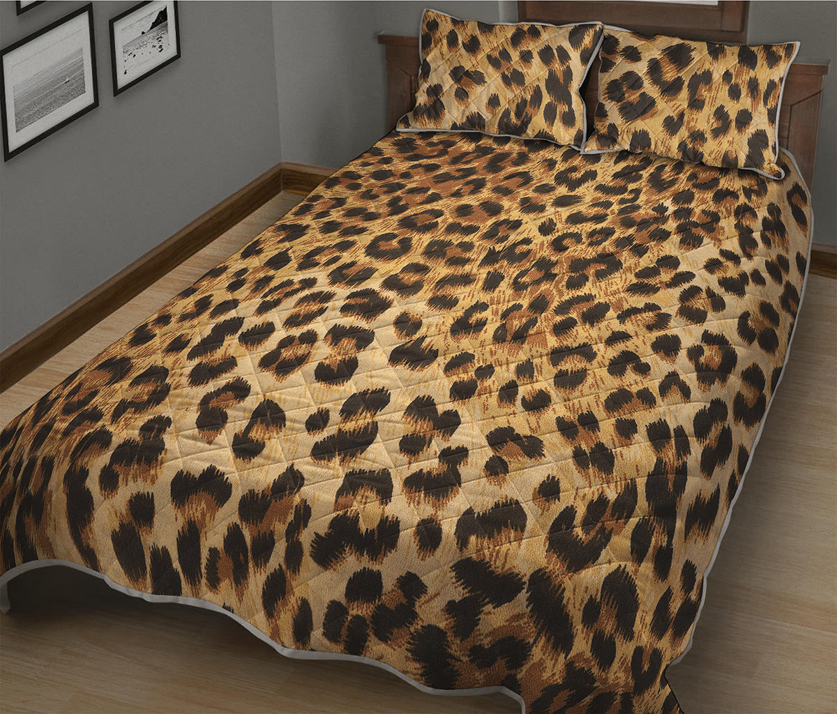 Leopard Pattern Print Quilt Bed Set