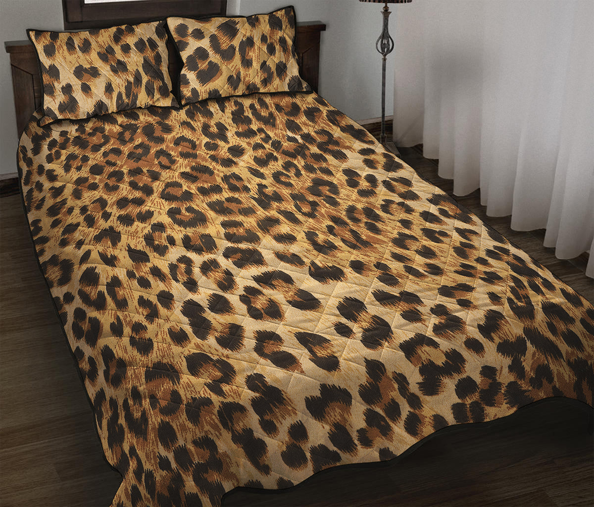 Leopard Pattern Print Quilt Bed Set