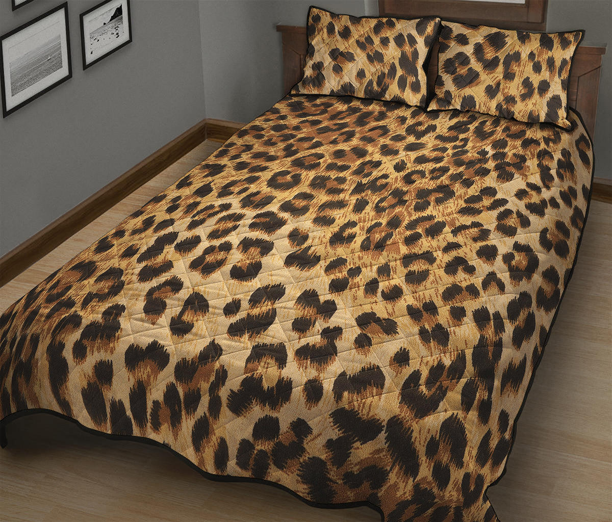 Leopard Pattern Print Quilt Bed Set