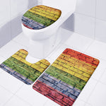 LGBT Pride Rainbow Brick Wall Print 3 Piece Bath Mat Set