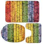 LGBT Pride Rainbow Brick Wall Print 3 Piece Bath Mat Set