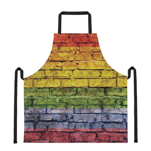 LGBT Pride Rainbow Brick Wall Print Apron