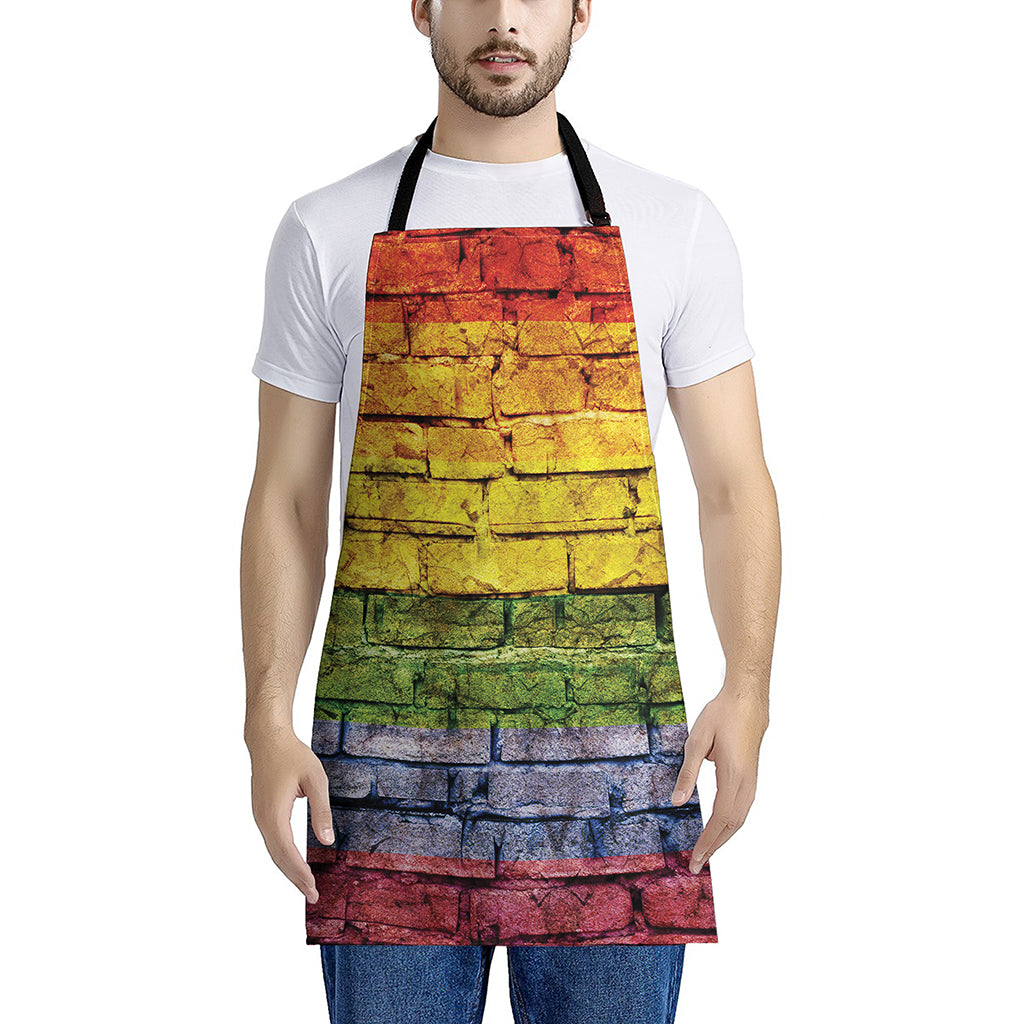 LGBT Pride Rainbow Brick Wall Print Apron
