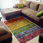 LGBT Pride Rainbow Brick Wall Print Area Rug