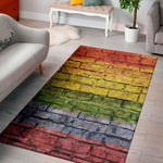 LGBT Pride Rainbow Brick Wall Print Area Rug