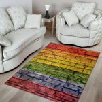 LGBT Pride Rainbow Brick Wall Print Area Rug