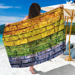 LGBT Pride Rainbow Brick Wall Print Beach Sarong Wrap