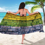 LGBT Pride Rainbow Brick Wall Print Beach Sarong Wrap
