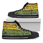 LGBT Pride Rainbow Brick Wall Print Black High Top Shoes