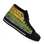 LGBT Pride Rainbow Brick Wall Print Black High Top Shoes