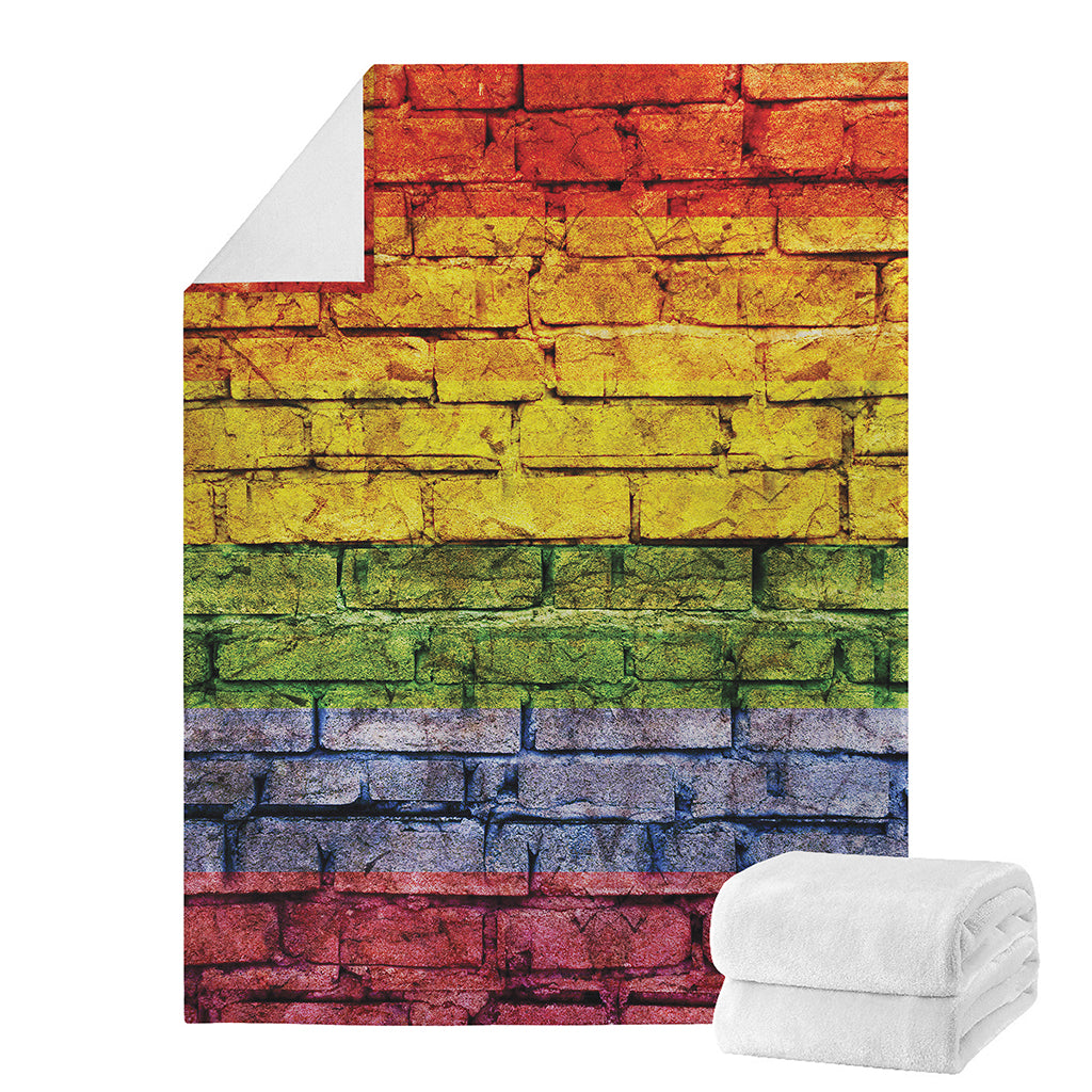 LGBT Pride Rainbow Brick Wall Print Blanket