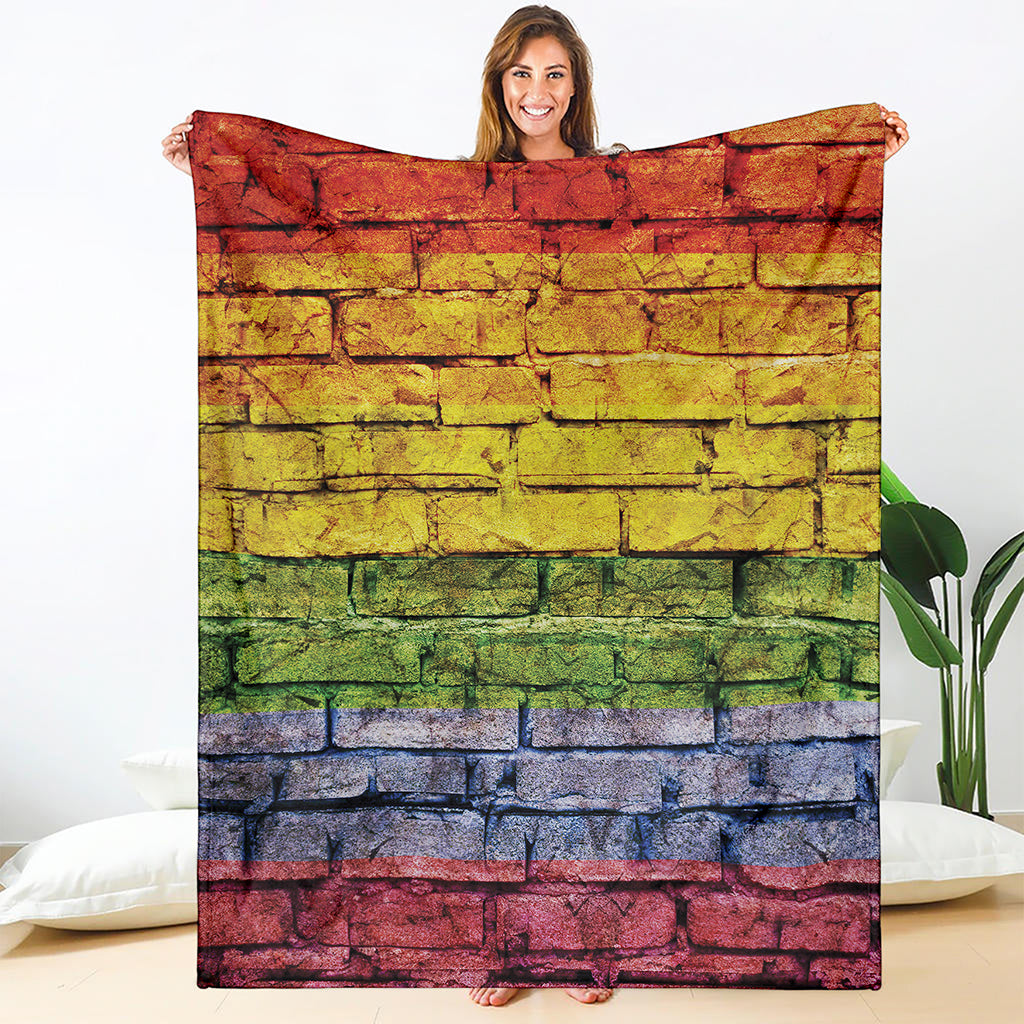 LGBT Pride Rainbow Brick Wall Print Blanket
