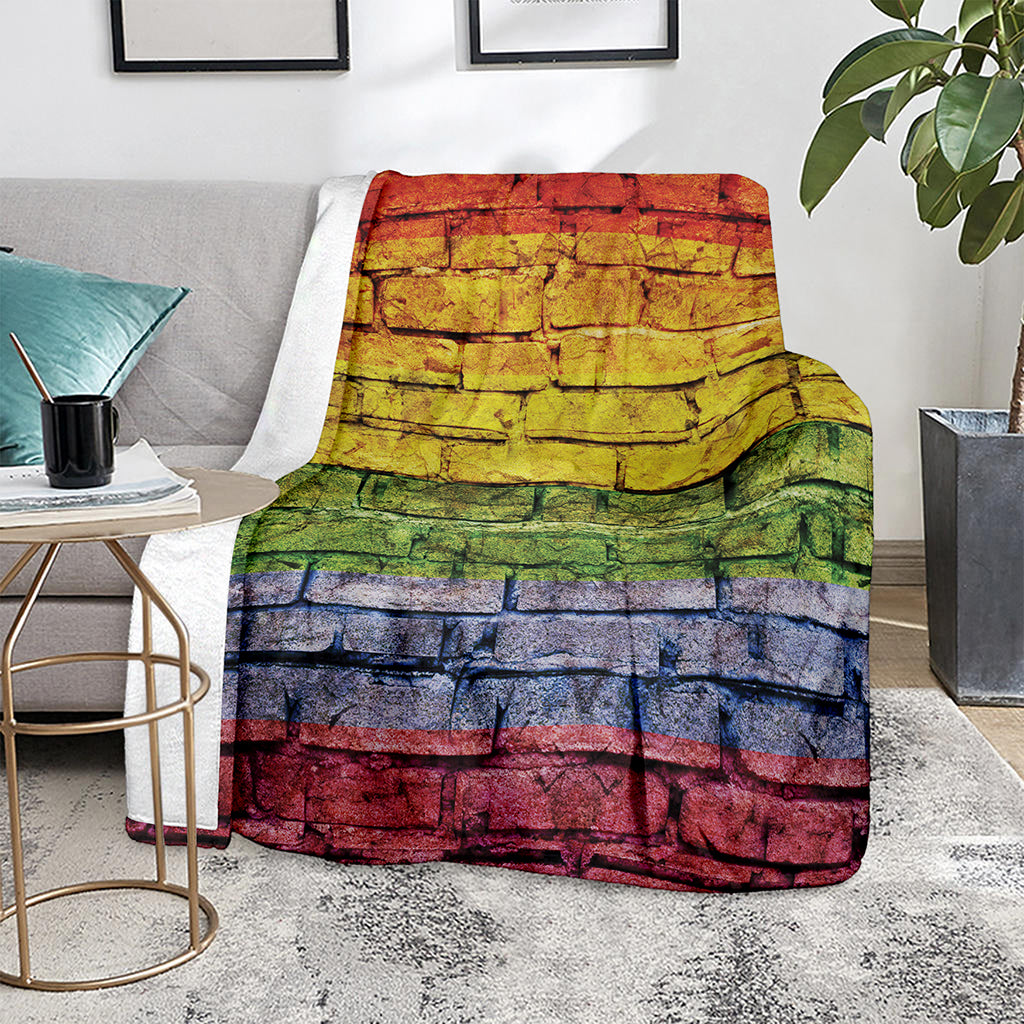 LGBT Pride Rainbow Brick Wall Print Blanket