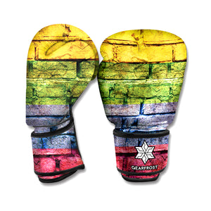 LGBT Pride Rainbow Brick Wall Print Boxing Gloves